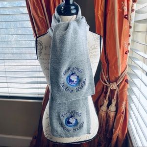 Academy Embroidered Husky Pack Pride Gray Purple Blue Thick Knit Long Scarf